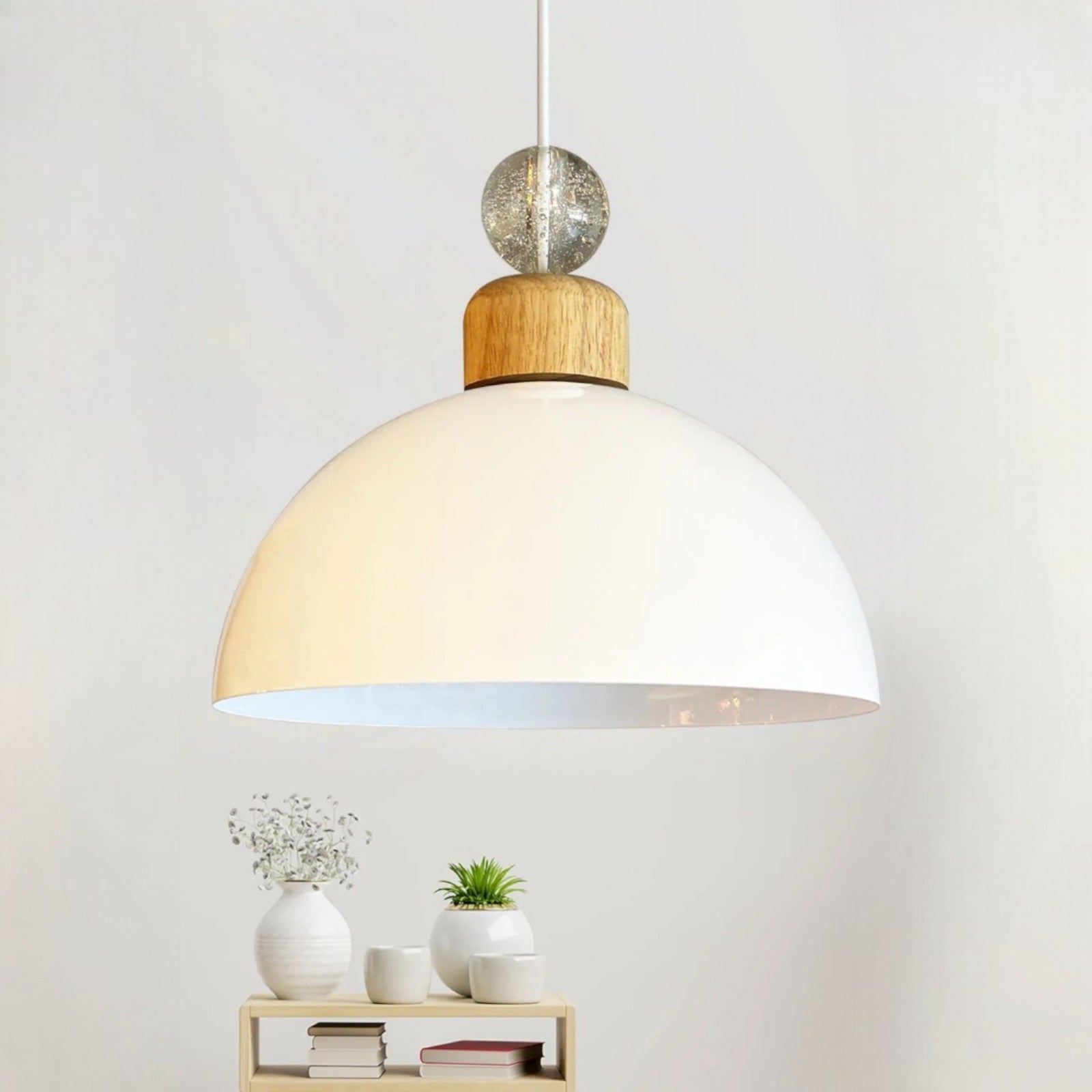 Yimpi Großer Holz-Kristallperlen-Kronleuchter